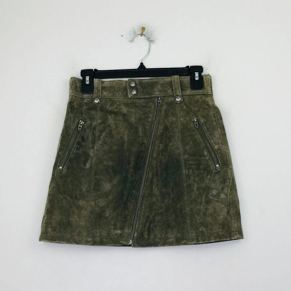 BlankNYC Women's 26 Mini Skirt Brown Run For It Suede Leather Zipper Front